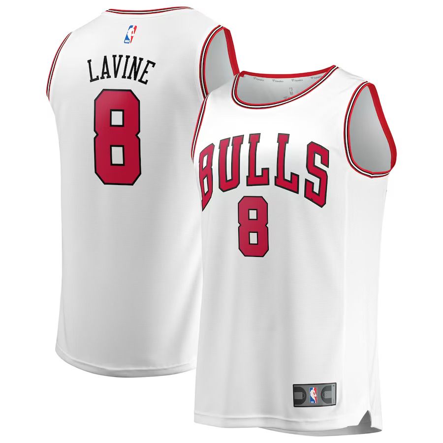 Men Chicago Bulls 8 Zach LaVine Fanatics Branded White Fast Break Replica NBA Jersey